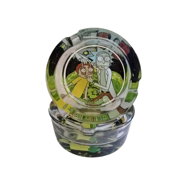 Cartoon anime Rick and Morty glass ashtray, outdoor and indoor cigarette ash tray