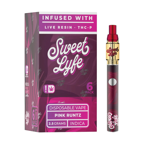 Disposable Vape Pen 2.5ml Infused with Live Resin + THCP - Pink Runtz - Indica