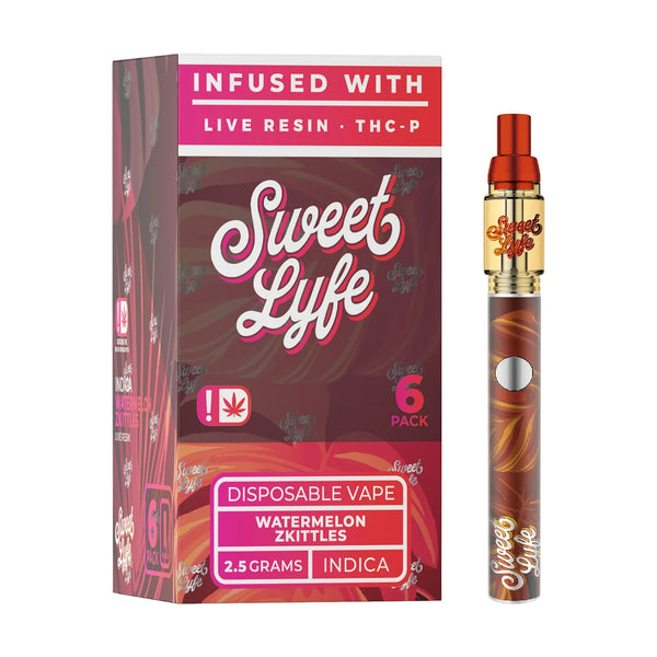 Disposable Vape Pen 2.5ml Infused with Live Resin + THCP - Watermelon Zkittles - Indica