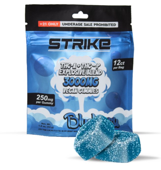 VEGAN GUMMIES STRIKE  THC-A + THC-P EXPLOSIVE BLEND BLUEBERRY