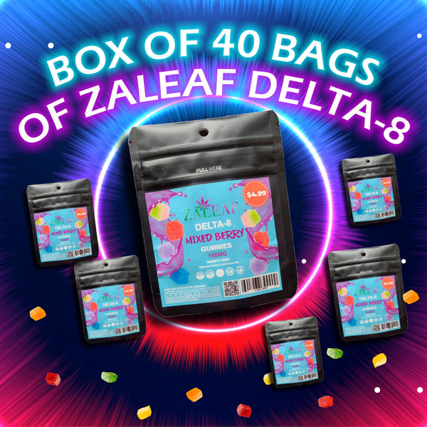 Box of 40 Bags of Zaleaf Delta-8 Mixed Berry Retail $199. On Sale for $99