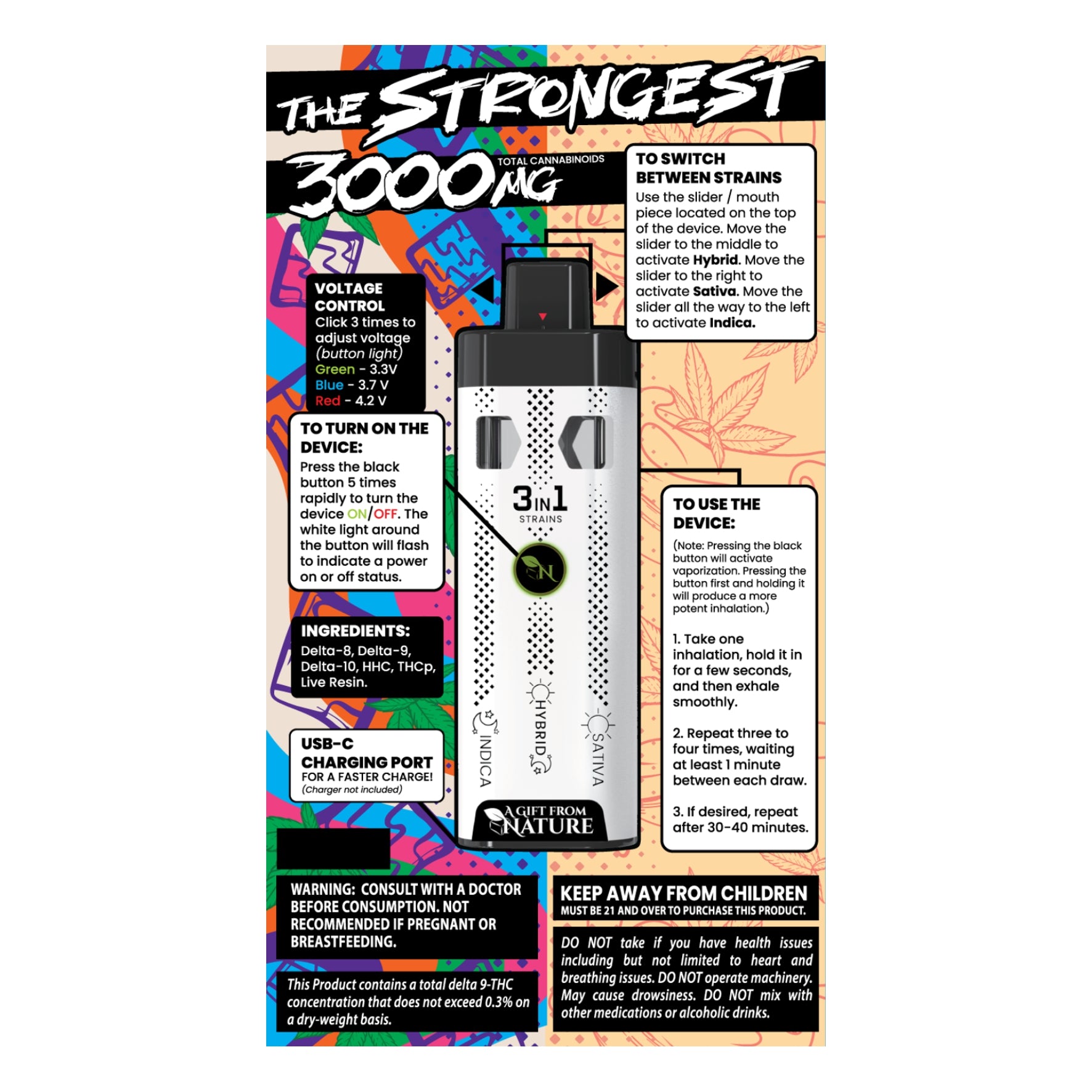 THE STRONGEST - SUPER BLEND THC 3000MG - CEREAL MILK/TOASTED CINNAMON - 3IN1 - Sativa - Hybrid - Inica