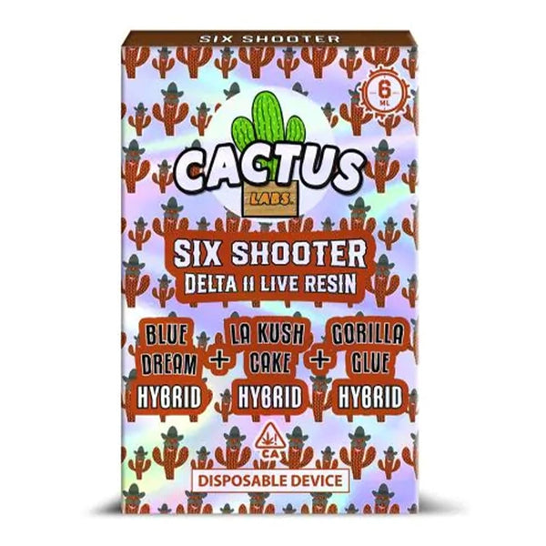 Cactus Labs | Six Shooter D9 LR 6G Disposable - Blue Dream | LA Kush Cake | Gorilla Glue