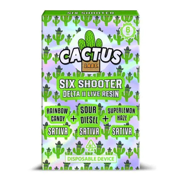 Cactus Labs | Six Shooter D9 LR 6G Disposable - Rainbow Candy | Sour Diesel | Superlemon Haze