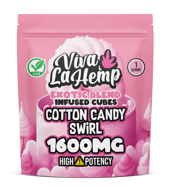 viva la hemp Exotic Blend Infused Cubes – 1600MG Cotton Candy Swirl