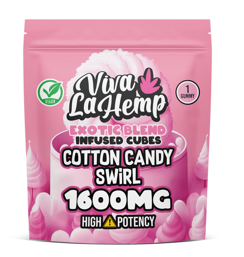 viva la hemp Exotic Blend Infused Cubes – 1600MG Cotton Candy Swirl
