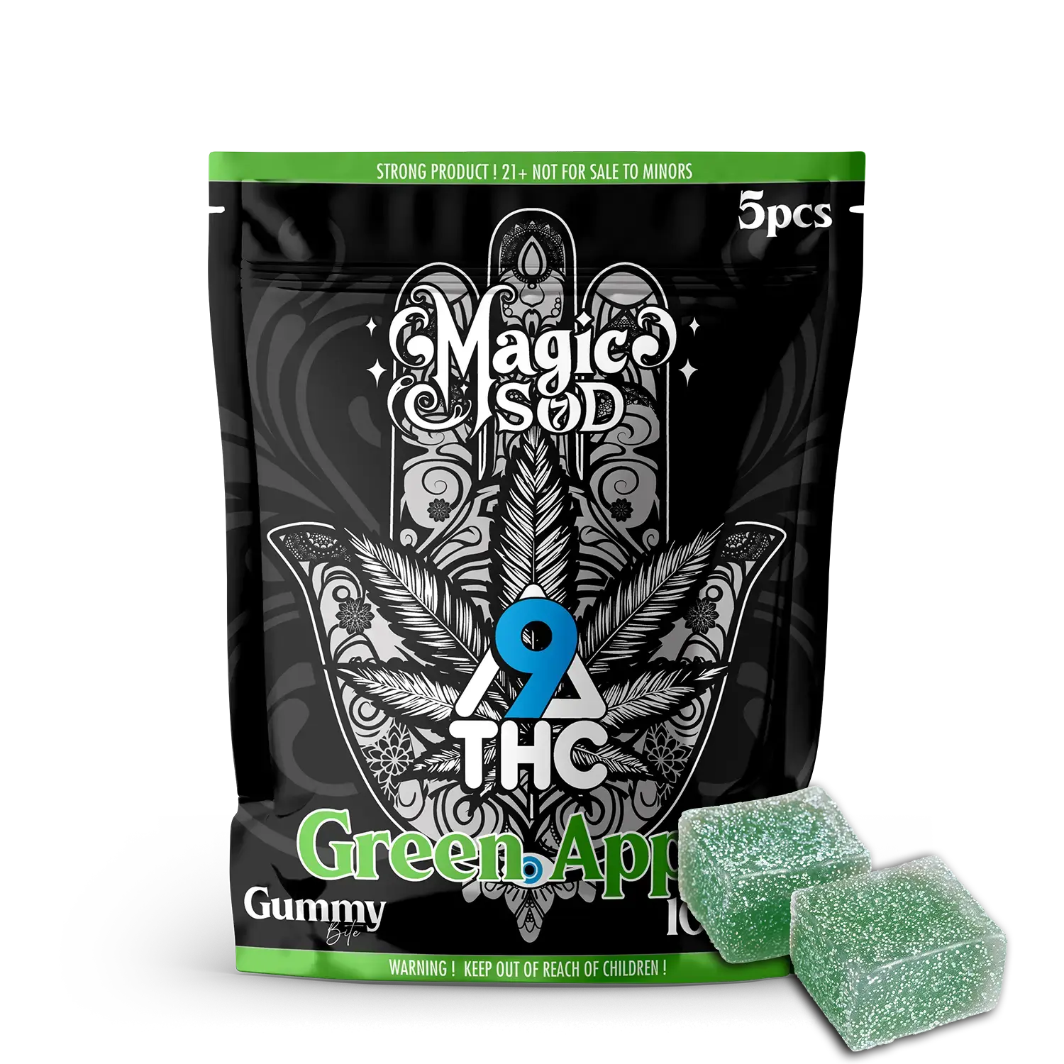 MAGICSOD D9 THC Green Apple Gummies (5pcs)