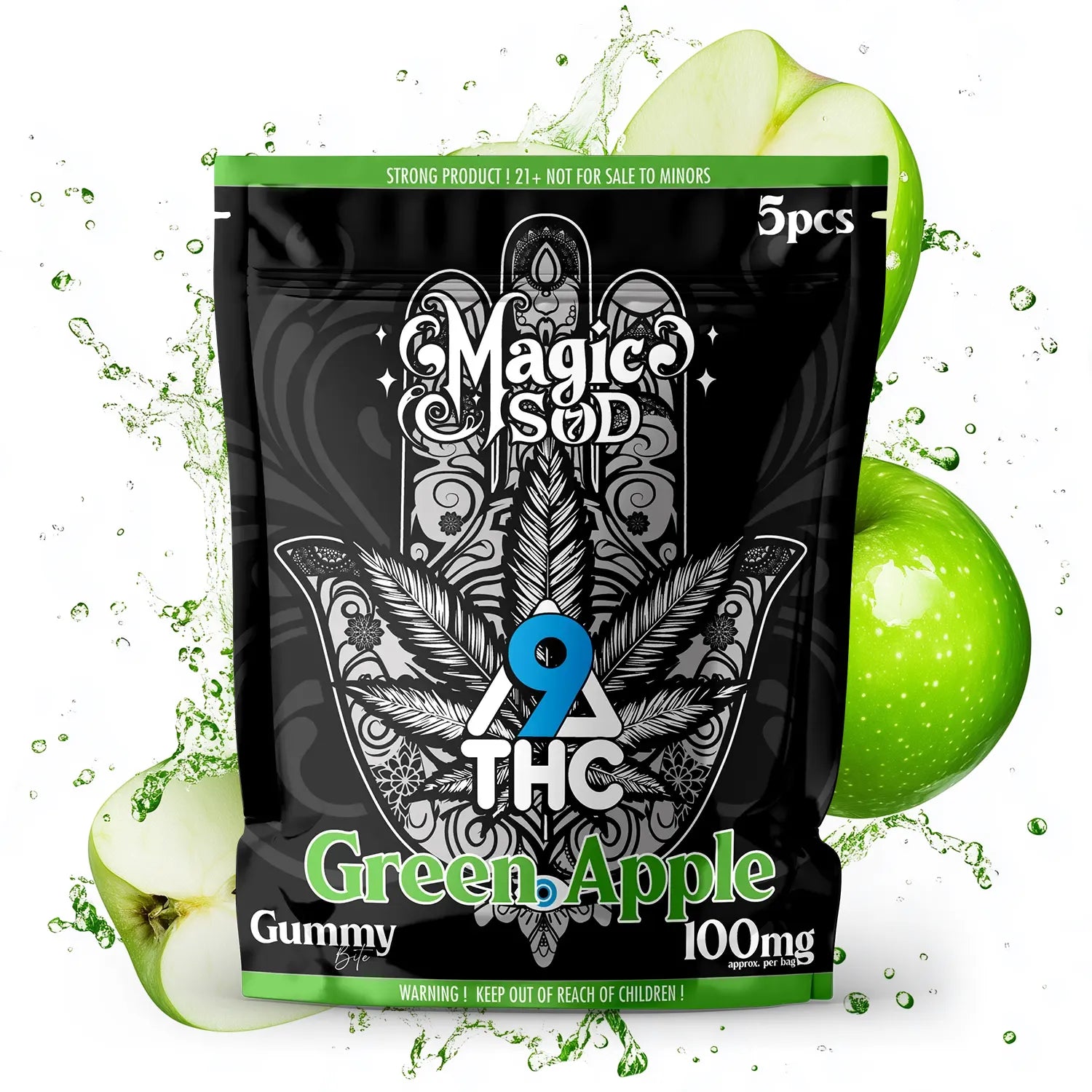 MAGICSOD D9 THC Green Apple Gummies (5pcs)
