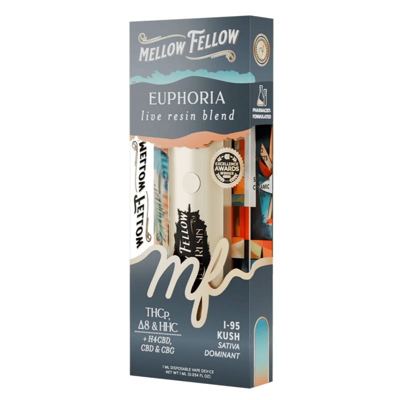 Mellow Fellow Euphoria Blend - Live Resin 1ml Disposable Vape - i-95 Kush (Sativa Dominant)