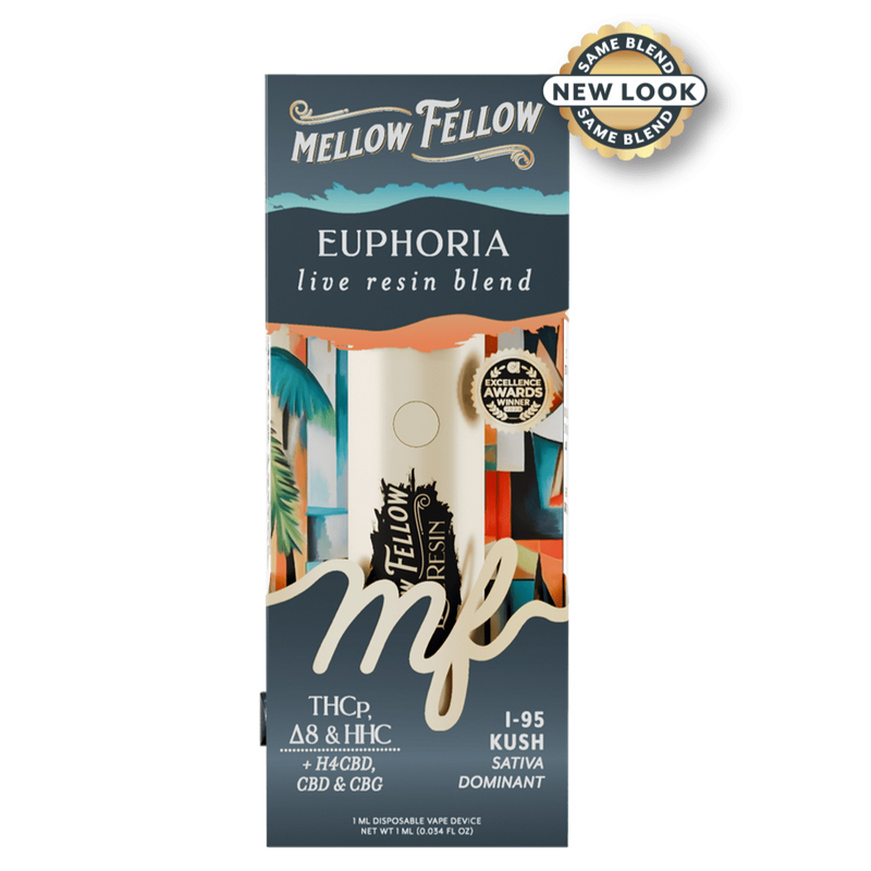 Mellow Fellow Euphoria Blend - Live Resin 1ml Disposable Vape - i-95 Kush (Sativa Dominant)