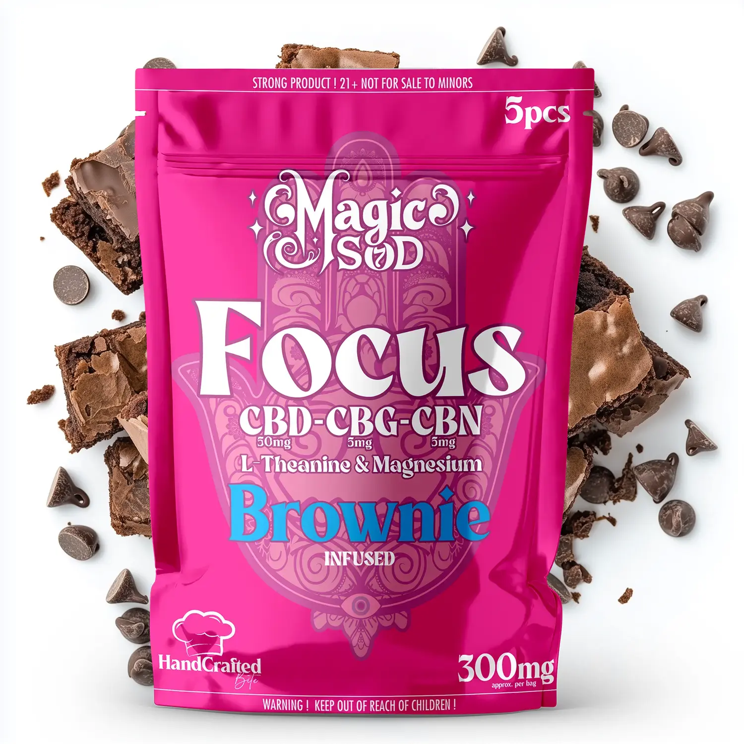 MAGICSOD Focus Brownie infused with (CBD + CBG + CBN @ 300mg) + L-Theanine & Magnesium