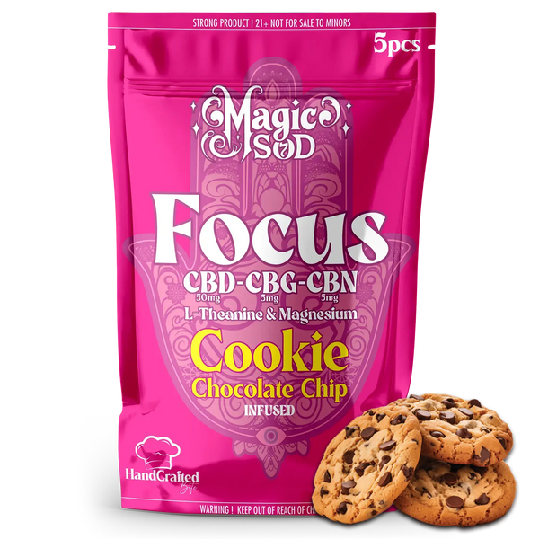 MAGICSOD Focus Chocolate Chip Cookie infused with (CBD + CBG + CBN @ 300mg) + L-Theanine & Magnesium