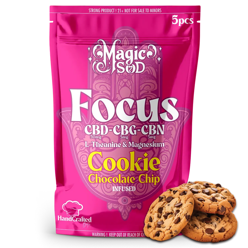 MAGICSOD Focus Chocolate Chip Cookie infused with (CBD + CBG + CBN @ 300mg) + L-Theanine & Magnesium