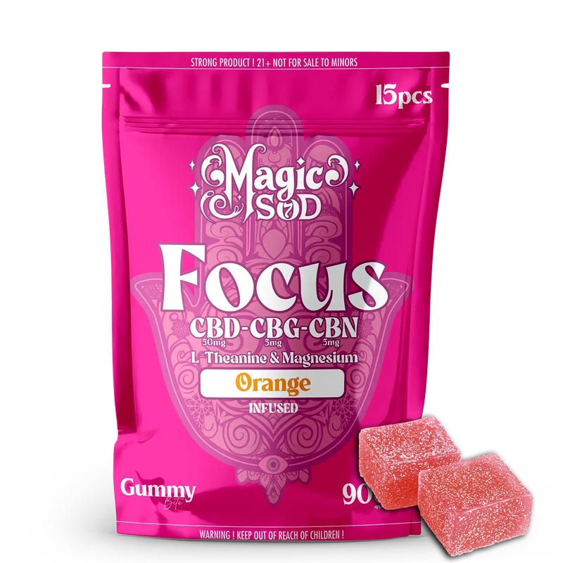 MAGICSOD FOCUS CBD-CBG-CBN L-THEANINE & MAGNESIUM GUMMY 900MG -  ORANGE