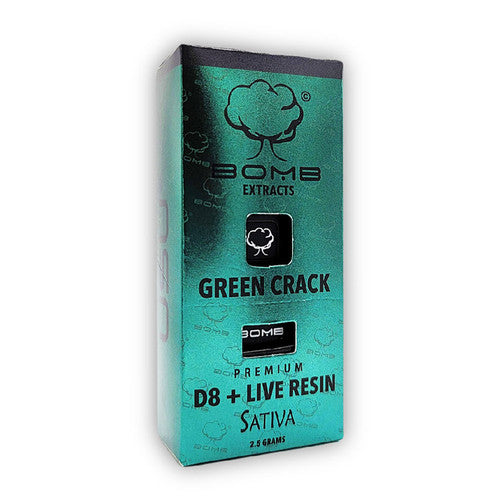 BOMB EXTRACTS (D8 + LIVE RESIN) DISPOSABLE VAPE GREEN CRACK - SATIVA