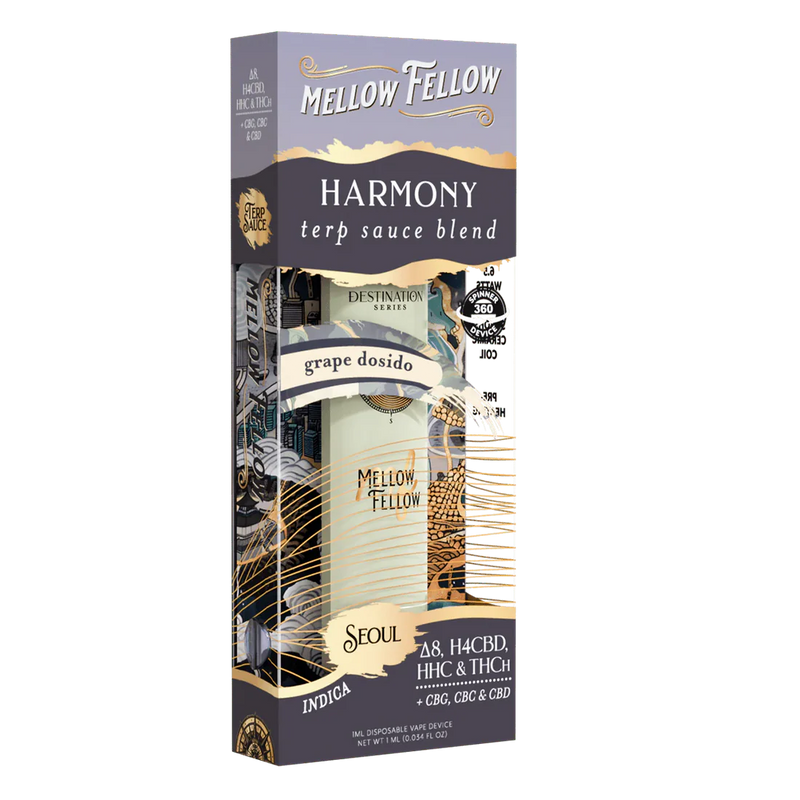 Mellow Fellow Harmony Blend - Terp Sauce 1ml Disposable Spinner Vape - Grape Dosidos (Indica)
