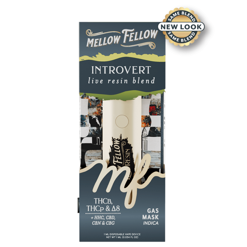 Mellow Fellow Introvert Blend - Live Resin 1ml Disposable Vape - Gas Mask (Indica)