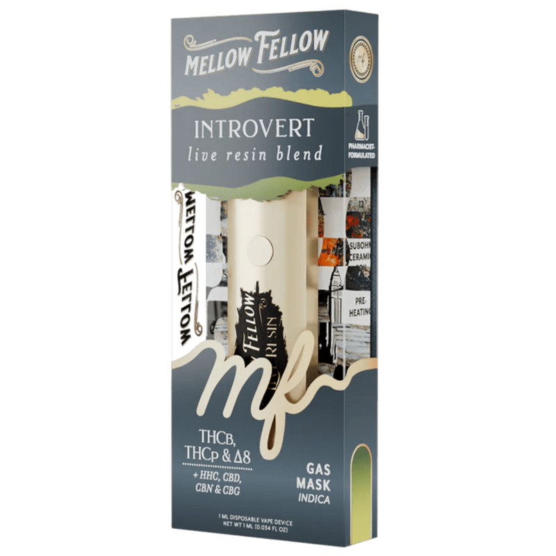 Mellow Fellow Introvert Blend - Live Resin 1ml Disposable Vape - Gas Mask (Indica)