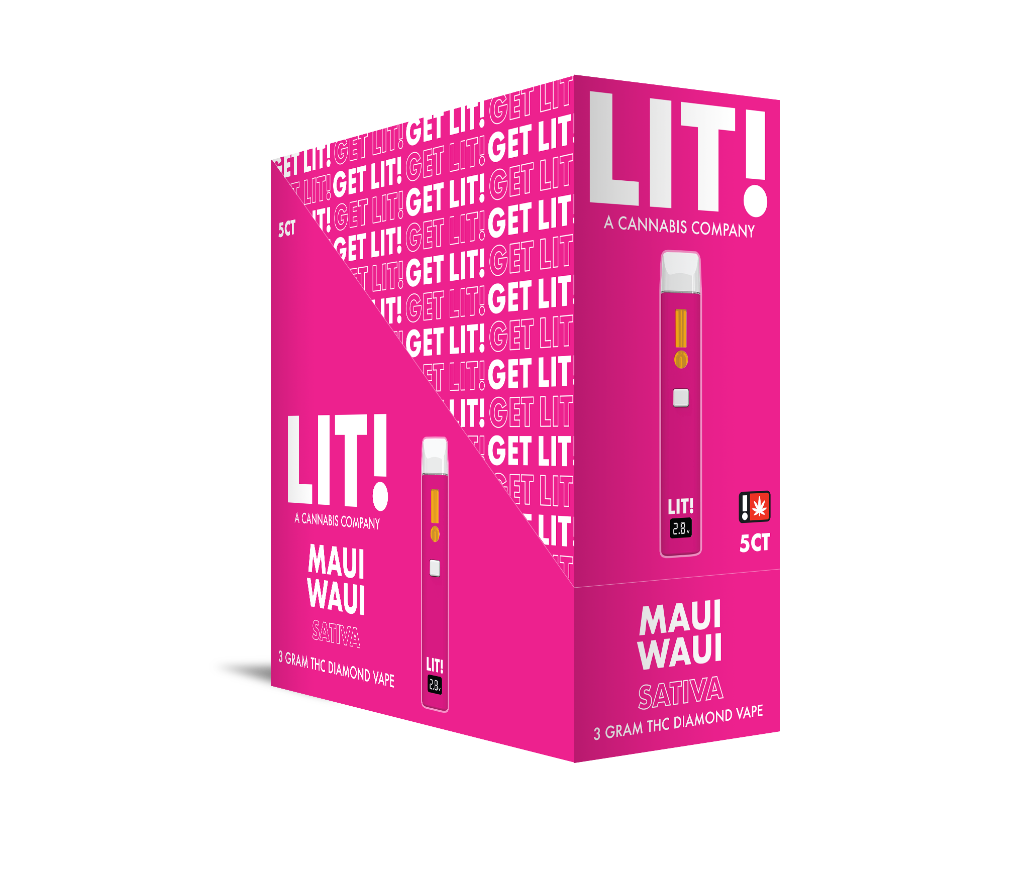 LIT! THC DIAMOND DISPOSABLE VAPE PEN,  3G MAUI WAUI SATIVA
