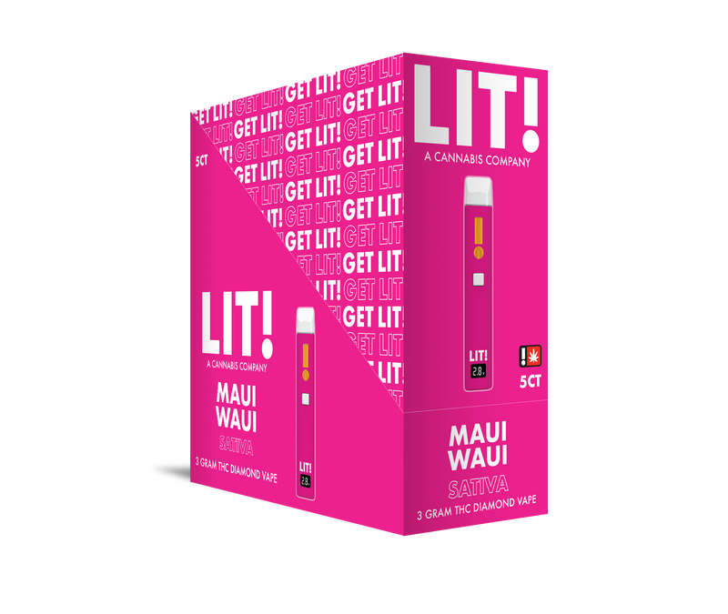 LIT! THC DIAMOND DISPOSABLE VAPE PEN,  3G MAUI WAUI SATIVA