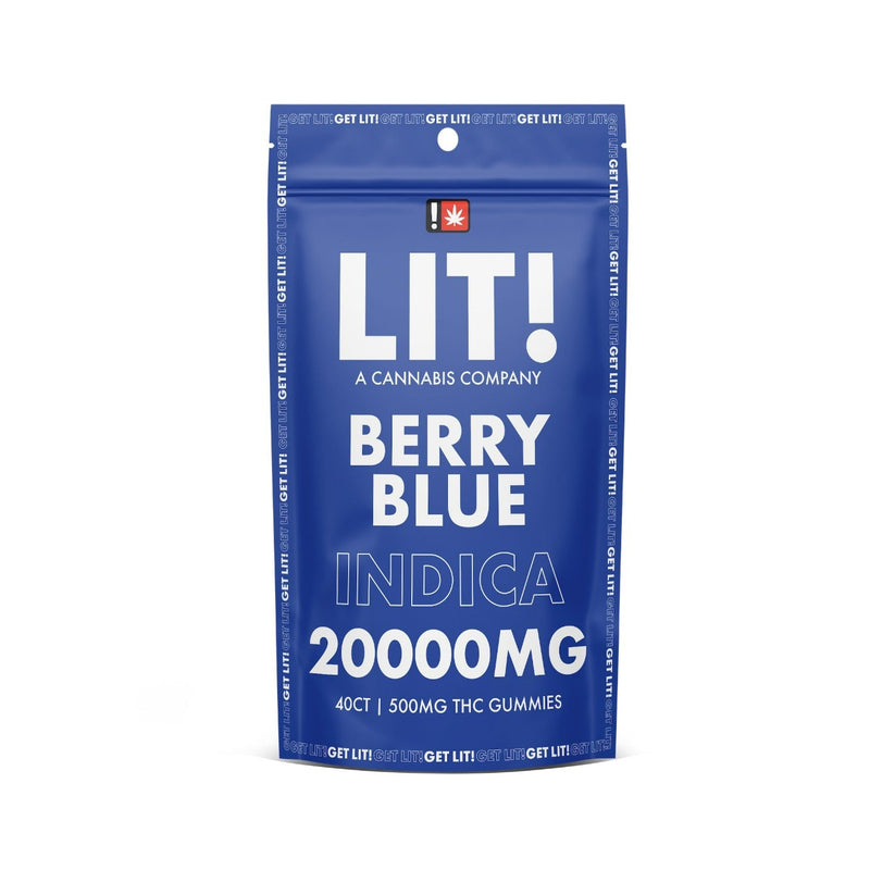 LIT THC Gummies 20000MG 40 Count -  Berry Blue Indica
