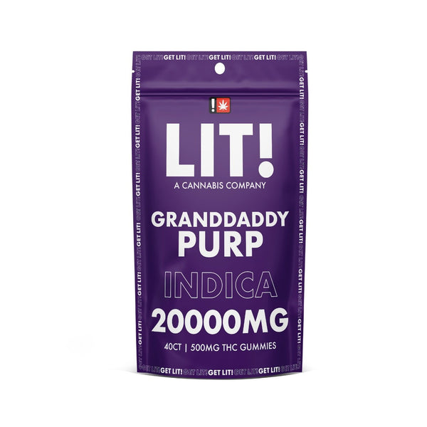 LIT THC Gummies 20000MG 40 Count -  Granddaddy Purple Indica