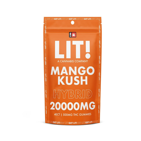 LIT THC Gummies 20000MG 40 Count -  Mango Kush Hybrid