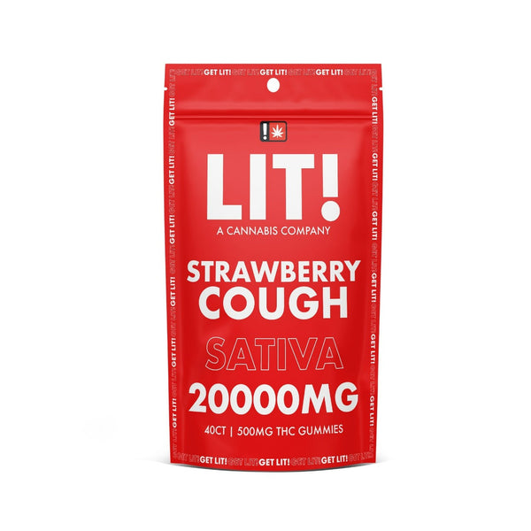 LIT THC Gummies 20000MG 40 Count -   Strawberry Cough Sativa