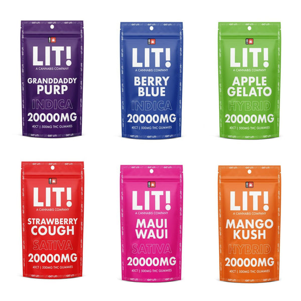 LIT THC Gummies 20000MG 40 Count -   Maui Waui Sativa