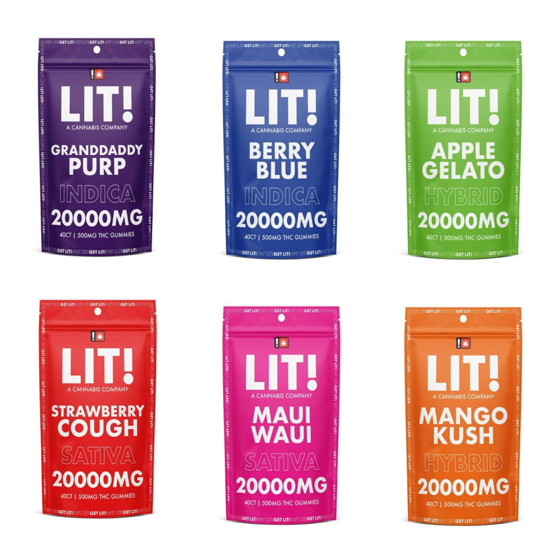 LIT THC Gummies 20000MG 40 Count -  Granddaddy Purple Indica