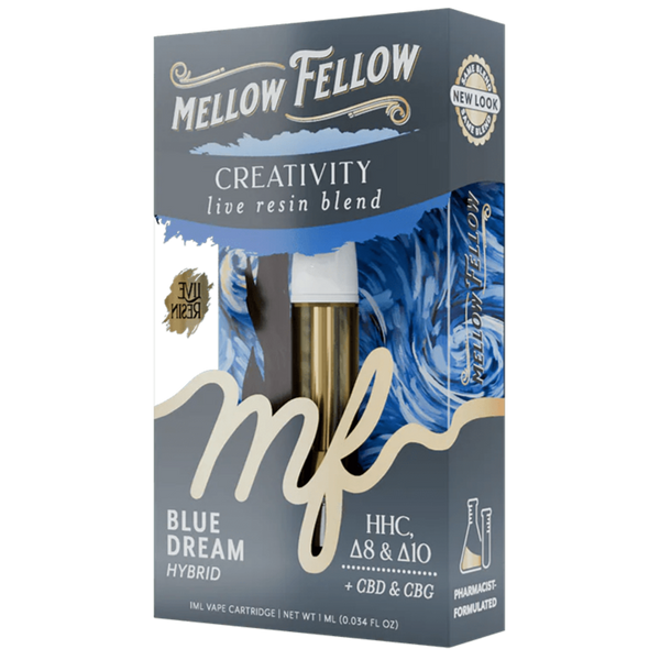 Mellow Fellow Creativity Blend 1ml Live Resin Vape Cartridge - Blue Dream (Hybrid)