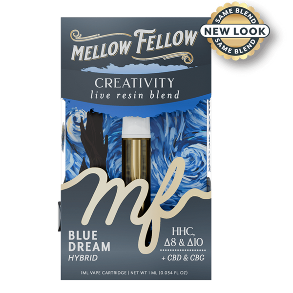 Mellow Fellow Creativity Blend 1ml Live Resin Vape Cartridge - Blue Dream (Hybrid)