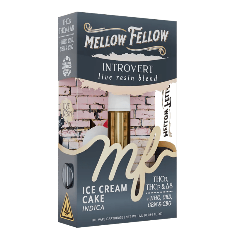 Mellow Fellow Introvert Blend 1ml Live Resin Vape Cartridge - Ice Cream Cake (Indica)