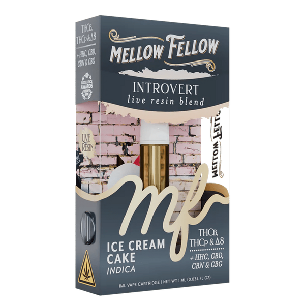 Mellow Fellow Introvert Blend 1ml Live Resin Vape Cartridge - Ice Cream Cake (Indica)