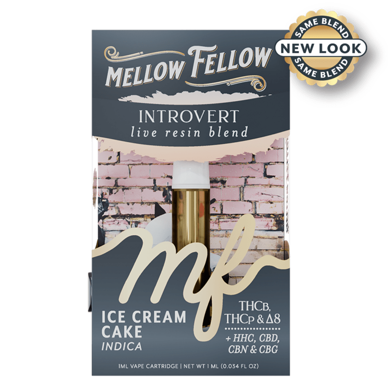 Mellow Fellow Introvert Blend 1ml Live Resin Vape Cartridge - Ice Cream Cake (Indica)
