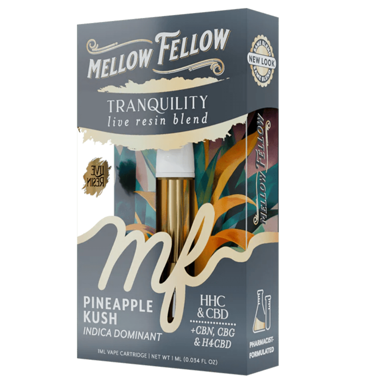 Mellow FellowTranquility Blend 1ml Live Resin Vape Cartridge - Pineapple Kush (Indica Dominant)