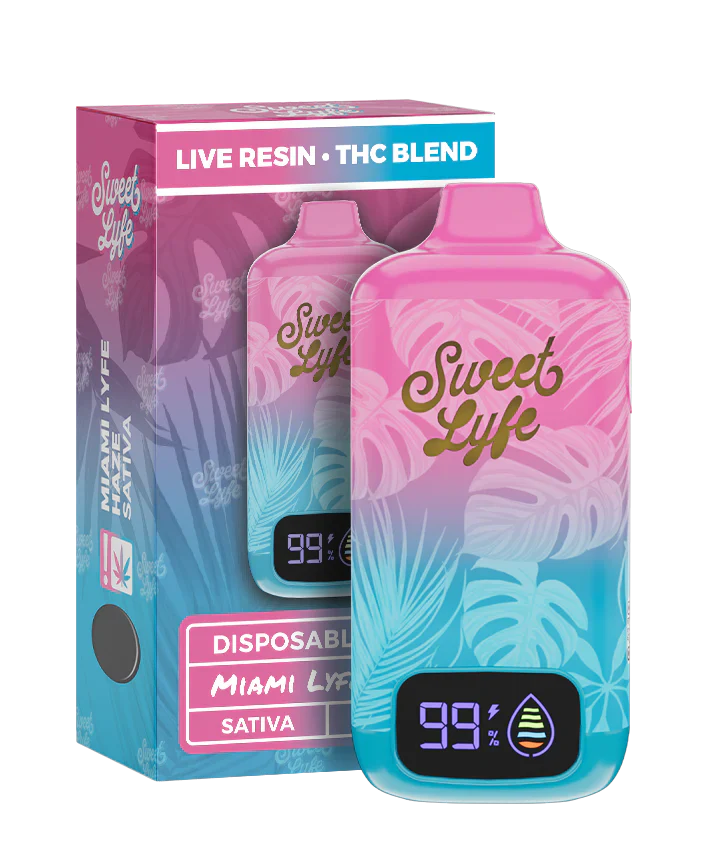 lyf vape juice 7.5ML Disposable - Live Resin • THC Blend - Miami Lyfe Haze FLAVORS:ALOE GRAPE USB-C Rechargeable Vape PUFF Bar Disposable Pod