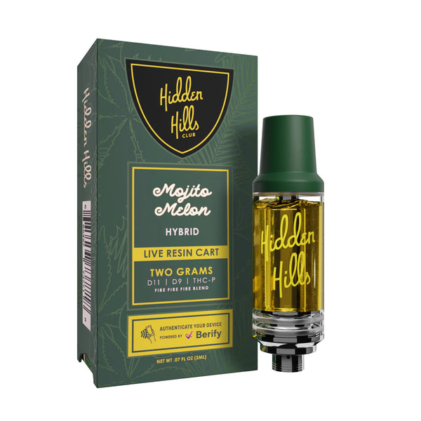 Hidden Hills 2G Live Resin Cartridges Fire Fire Blend - Mojito Melon | Hybrid
