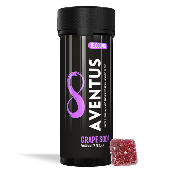 15,000mg AVENTUS8 GUMMIES GRAPE SODA DELTA 9 + THC-A + NANO THC-P LIVE RESIN EXOTIC BLEND