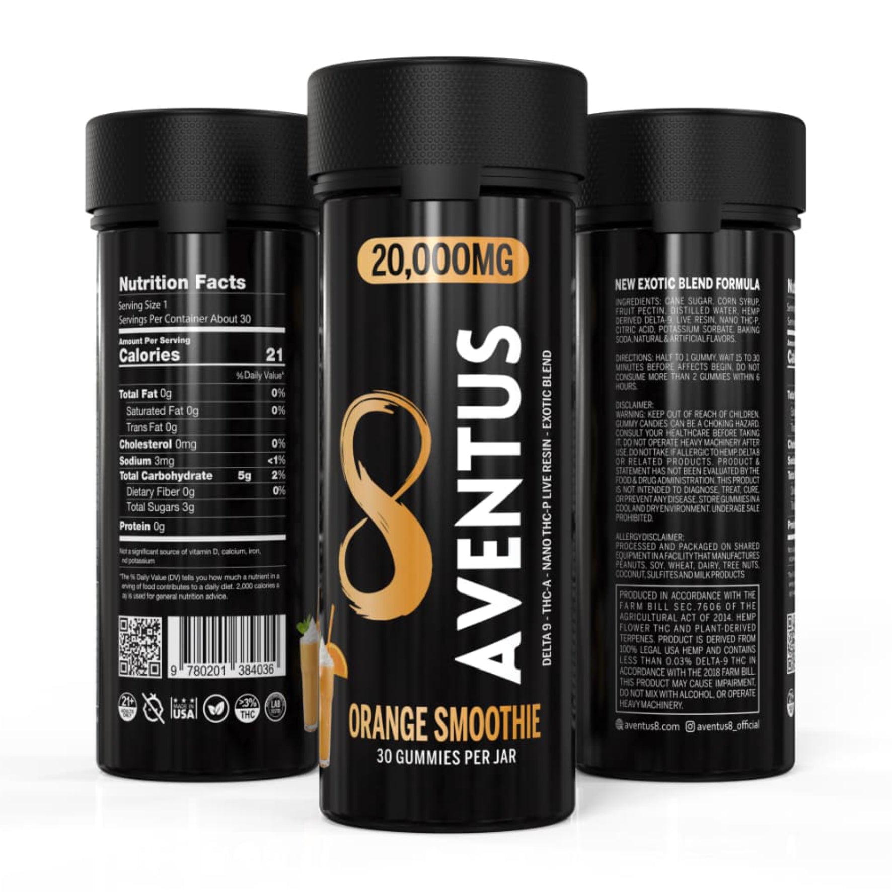 Aventus Exotic Blend Gummies – Orange Smoothie 20,000mg, 30ct Jar