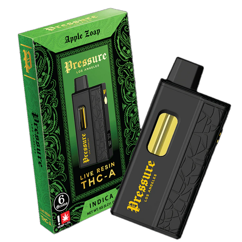 PRESSURE 6g LIVE RESIN THC-A DISPOSABLE VAPE, Apple Zoap | Indica