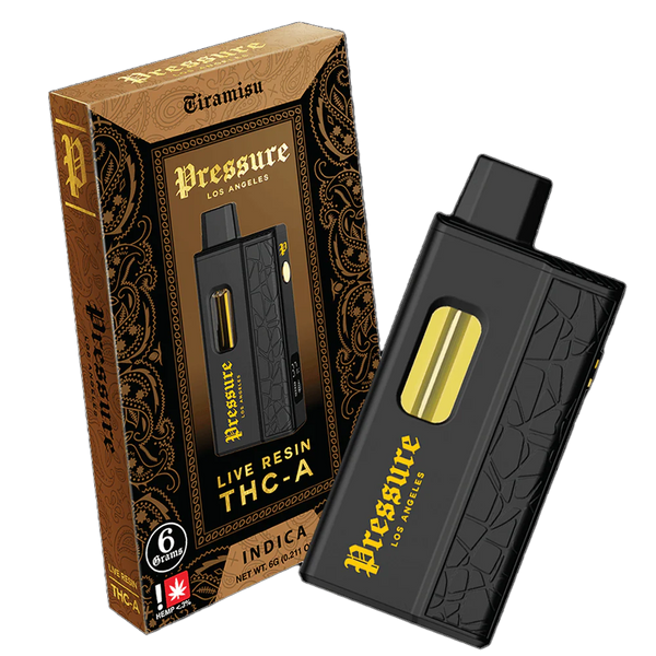 PRESSURE 6g LIVE RESIN THC-A DISPOSABLE VAPE, Tiramisu | Indica