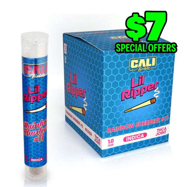 Cali Fields Lil Ripper THCA Pre-Roll 1G, Rainbow Sherbert (Indica)