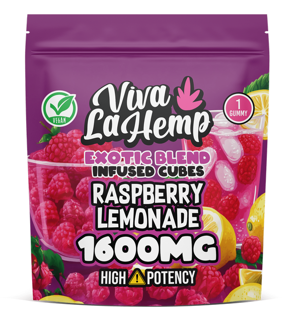 viva la hemp Exotic Blend Infused Cubes – 1600MG Raspberry Lemonade
