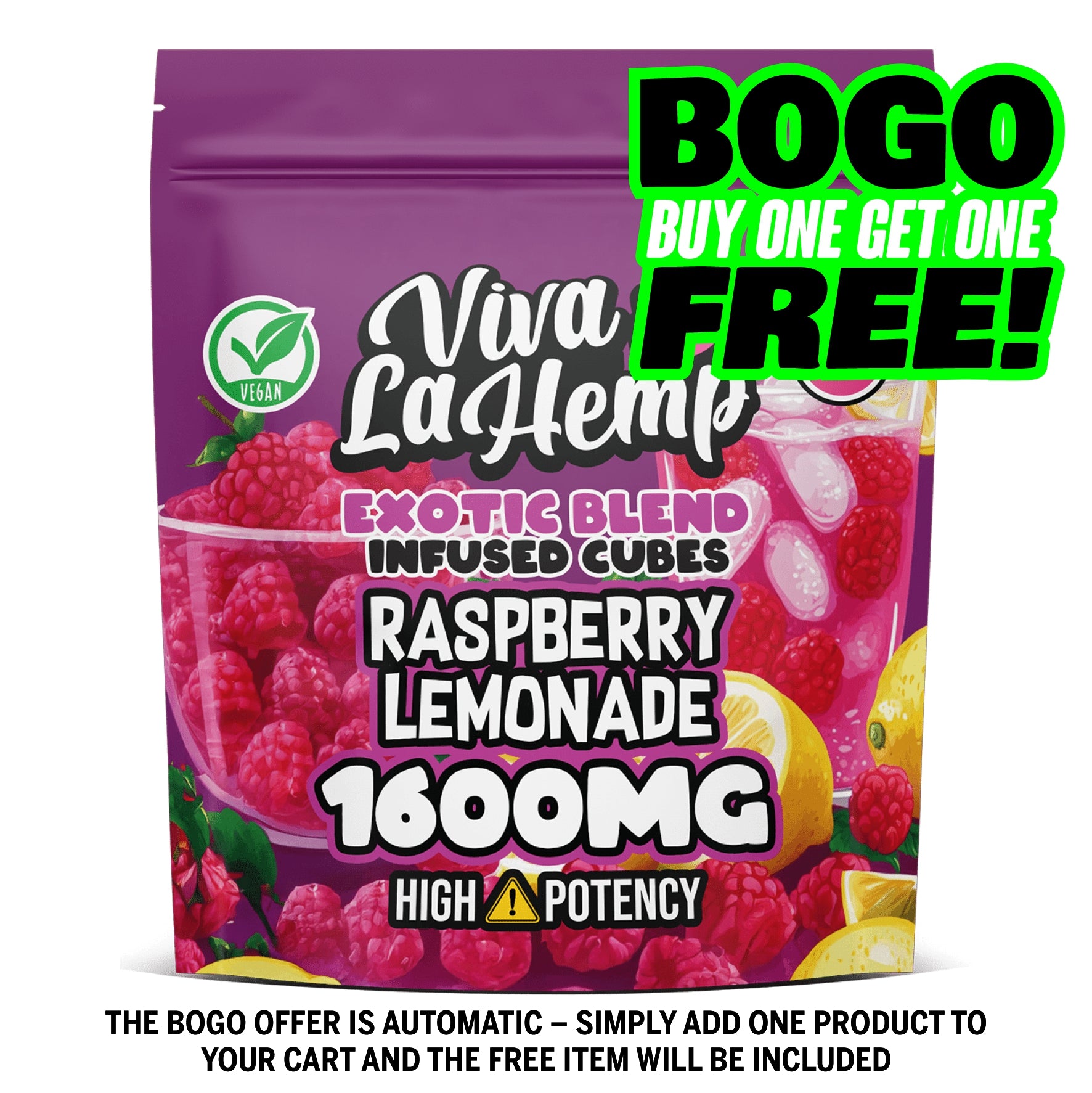 viva la hemp Exotic Blend Infused Cubes – 1600MG Raspberry Lemonade