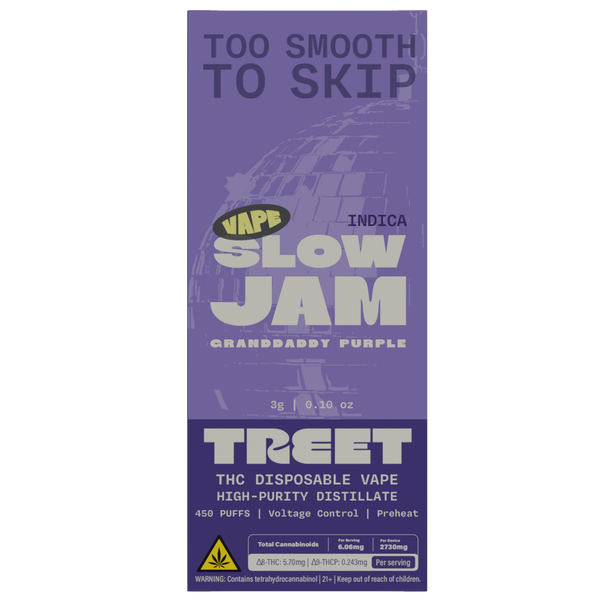 TREET 3G THC DISPOSABLE VAPE – SLOW JAM GRANDDADDY PURPLE (INDICA)