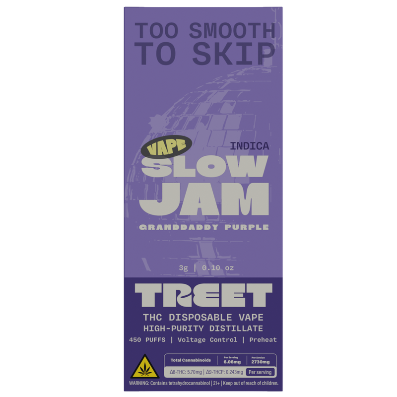 TREET 3G THC DISPOSABLE VAPE – SLOW JAM GRANDDADDY PURPLE (INDICA)