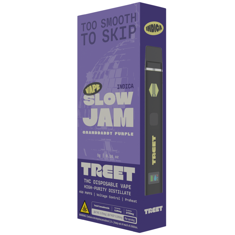 TREET 3G THC DISPOSABLE VAPE – SLOW JAM GRANDDADDY PURPLE (INDICA)