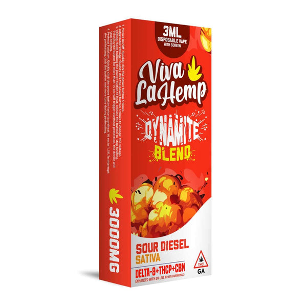 Viva La Hemp 3ML Disposable Vape – Dynamite Blend 3000mg - Sour Diesel