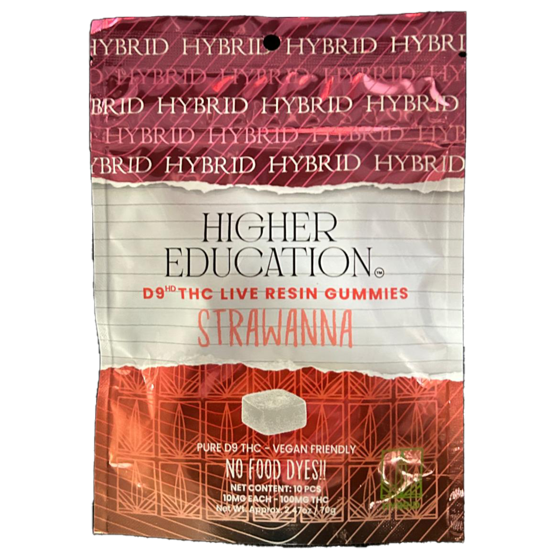 Higher Education™ D9 THC Live Resin Gummies | 100MG Strawanna - Hybrid